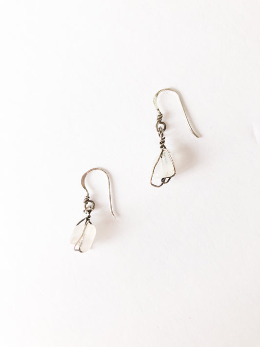 Sterling Silver and Quartz Stone Drop Earrings