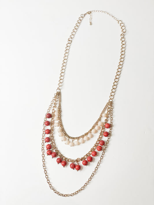 Gold Coral Chain Layered Necklace