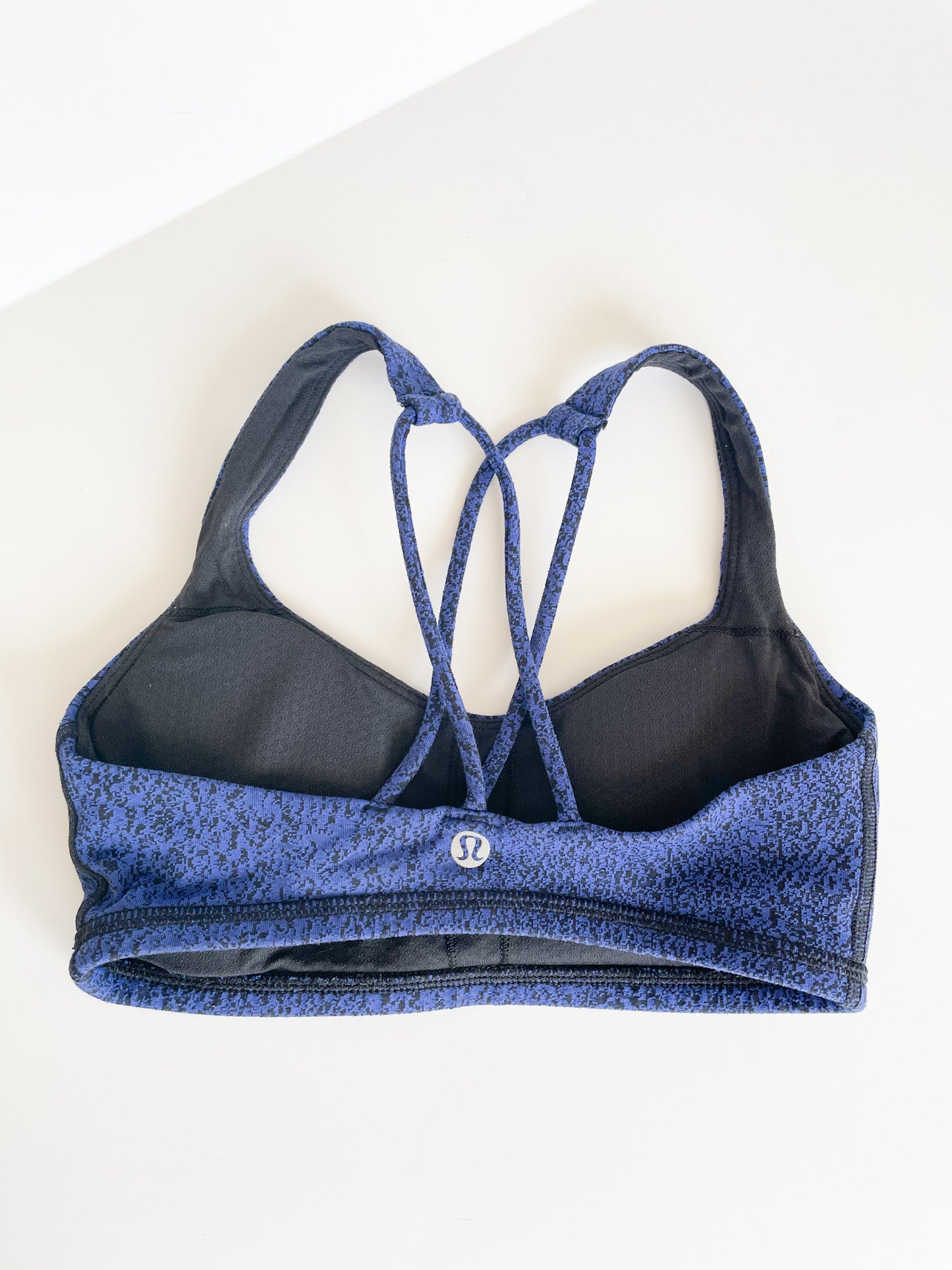 Lululemon Blue Graphic Crisscross Back Workout Sports Bra Medium Support - Size 2 / XS