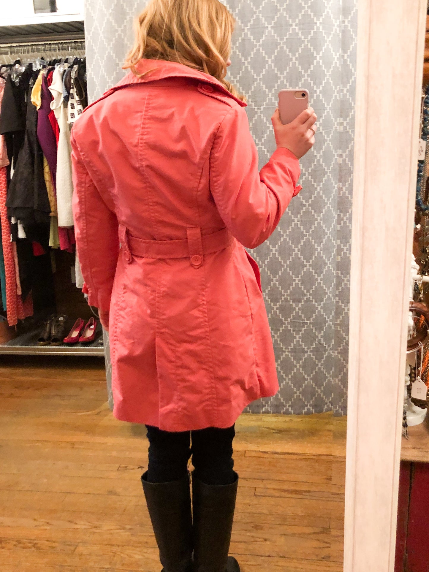 Joe Fresh Pink A-Line Cropped Sleeve Cotton Trench Coat - Le Prix Fashion & Consulting