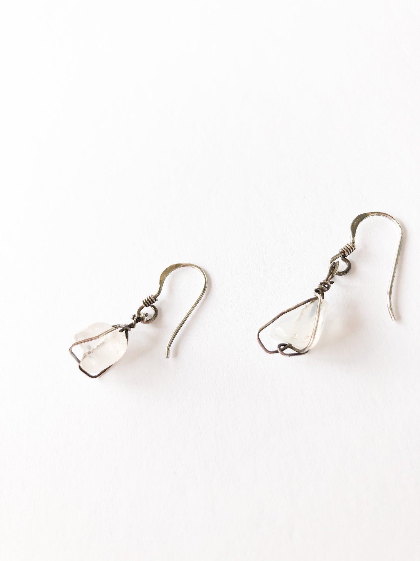 Sterling Silver and Quartz Stone Drop Earrings