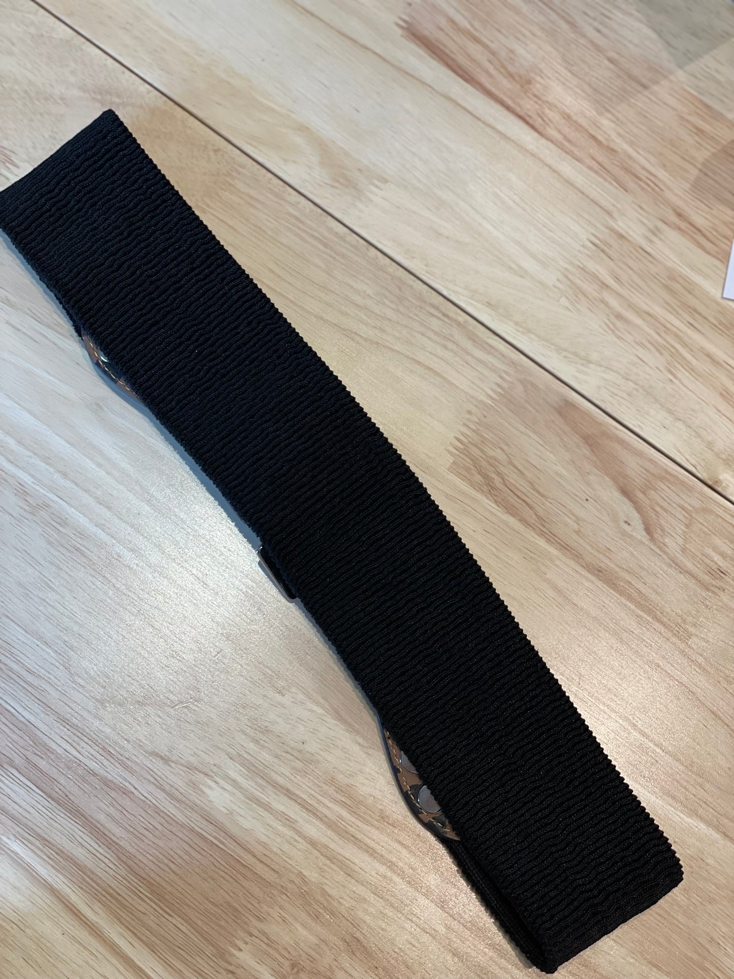 Silver Studded Stretch Statement Black Belt - S/M