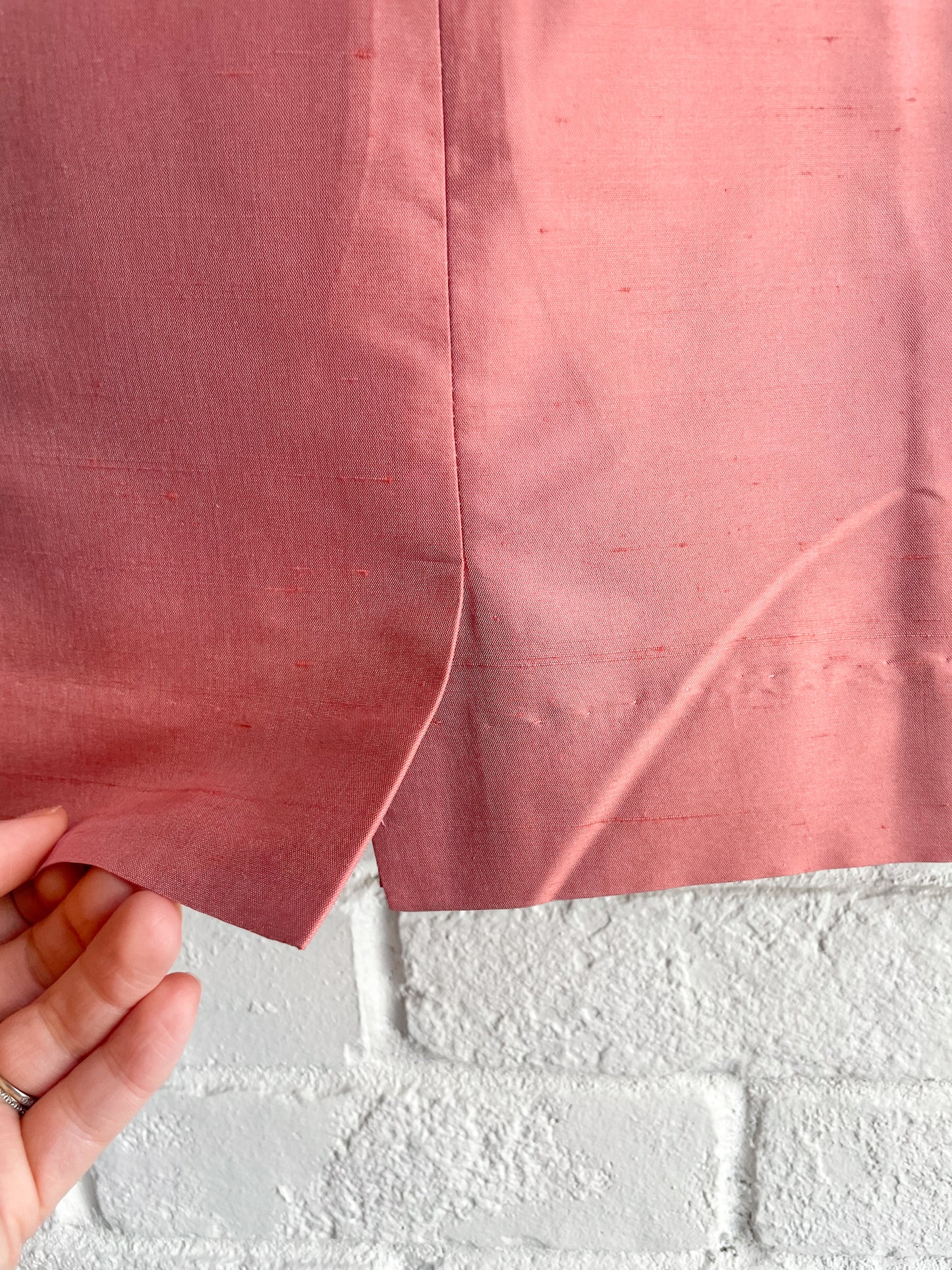 Talbots Salmon Pink 100% Silk Bow V-Neck Sheath Dress - Size 12
