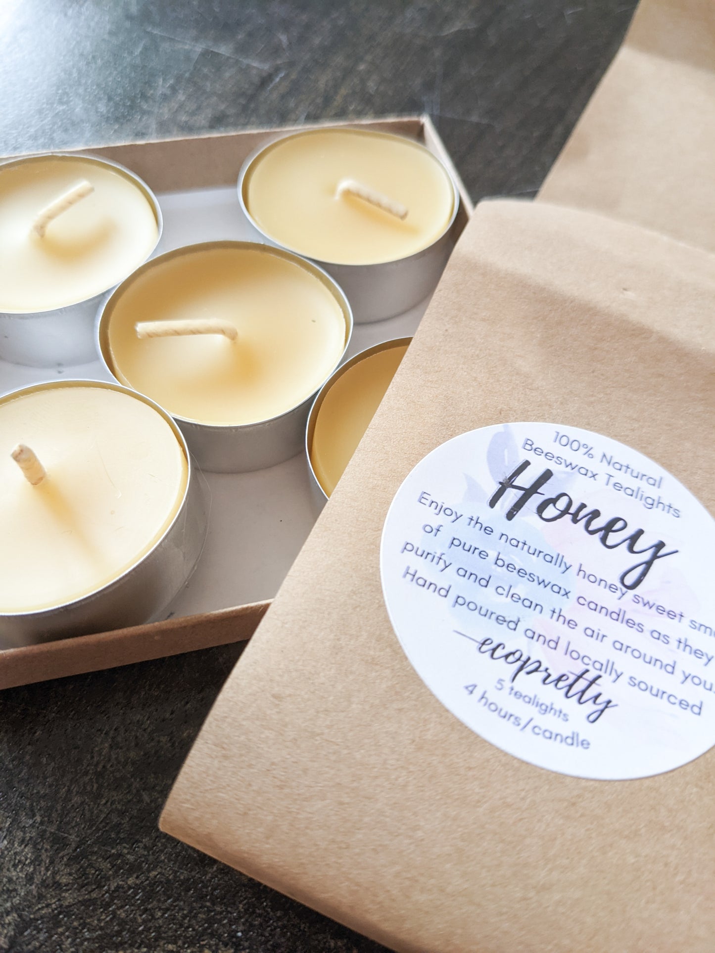 Honey 100% Beeswax Tealight Candles - 5 Pack