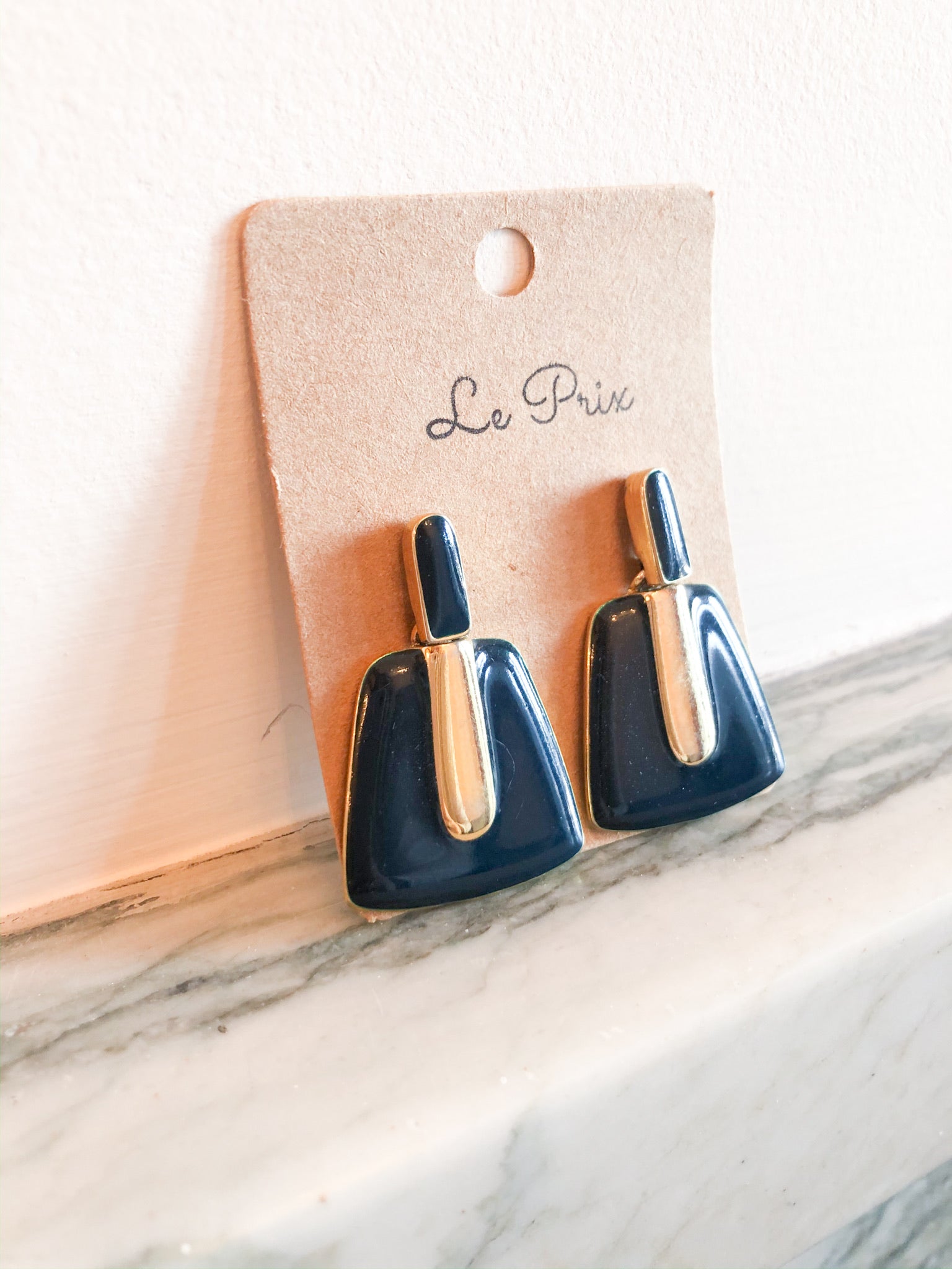 Navy and Gold Statement Earrings - Le Prix Fashion & Consulting