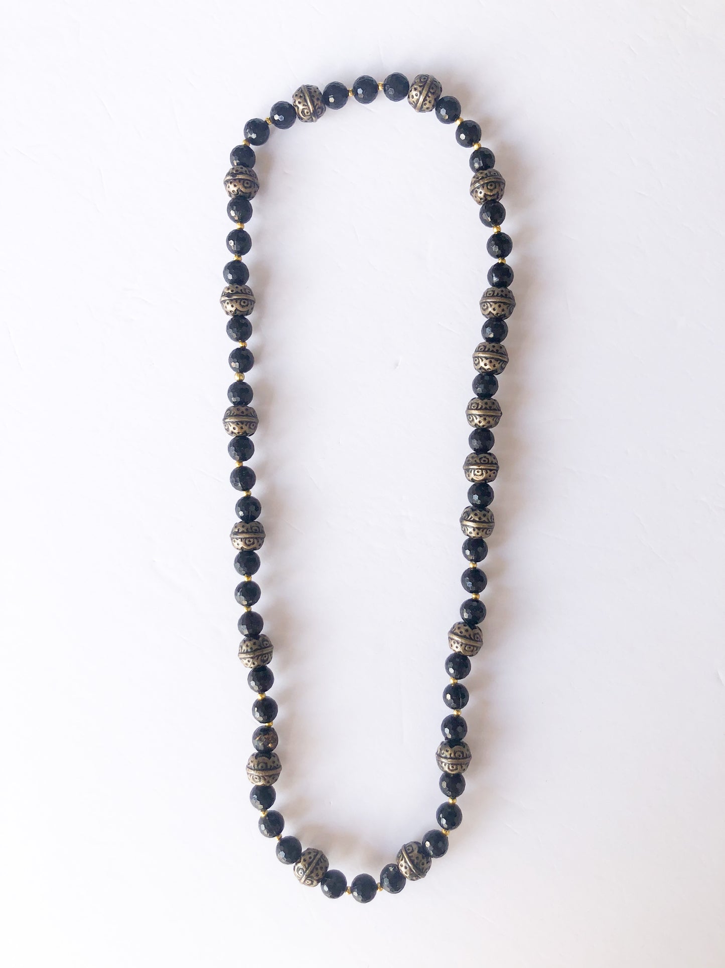 Black Bead Meditation Long Necklace