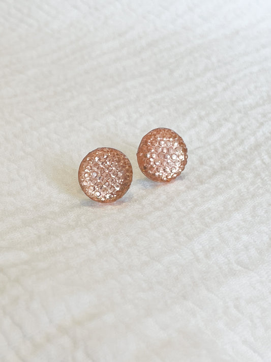 Champagne Crystal Circle Stud Earrings