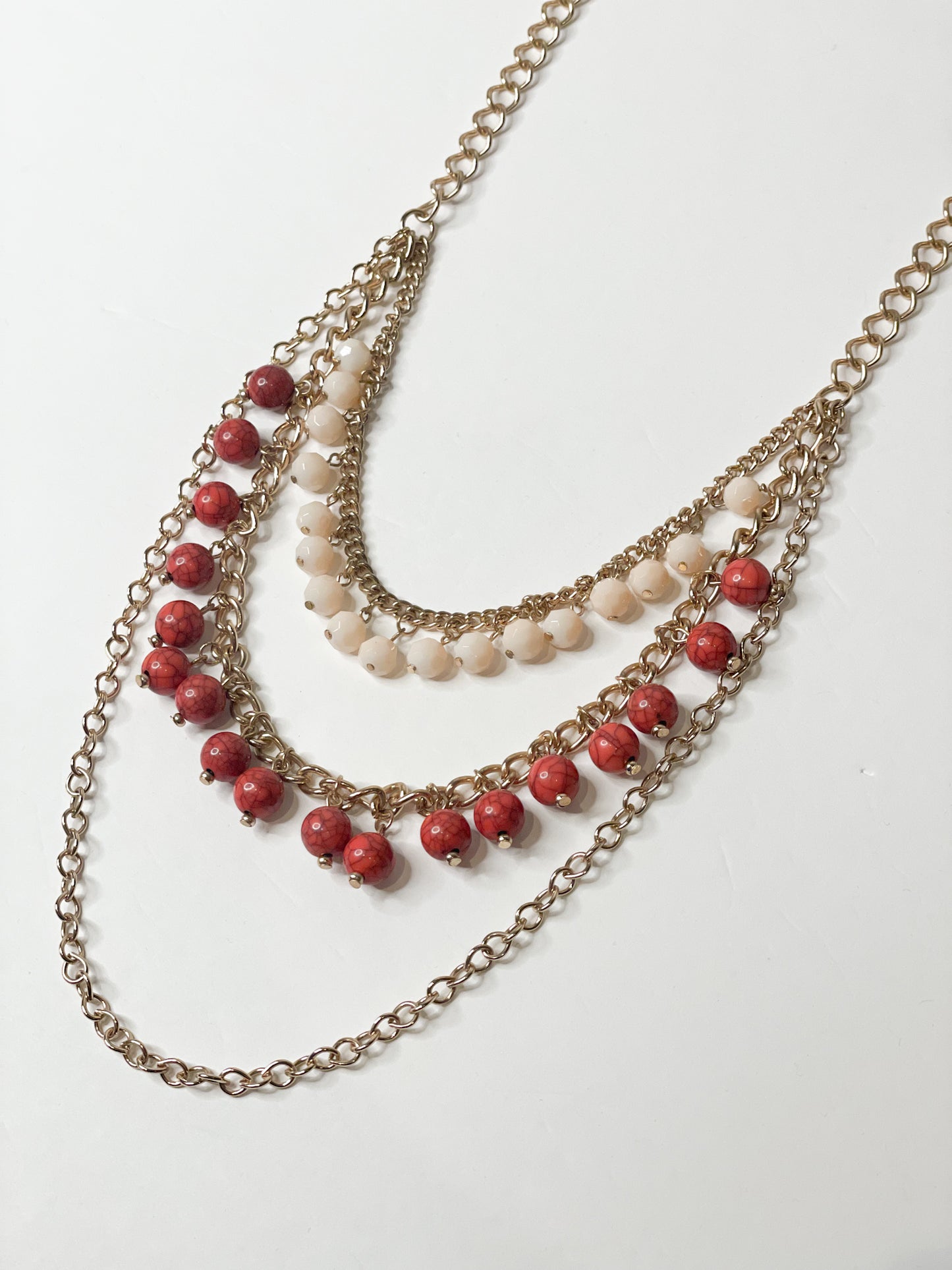 Gold Coral Chain Layered Necklace