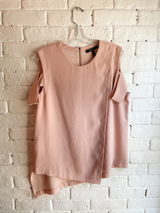 BCBGMAXAZRIA Blush Asymmetrical Shoulder Cutout Tunic Top - Large