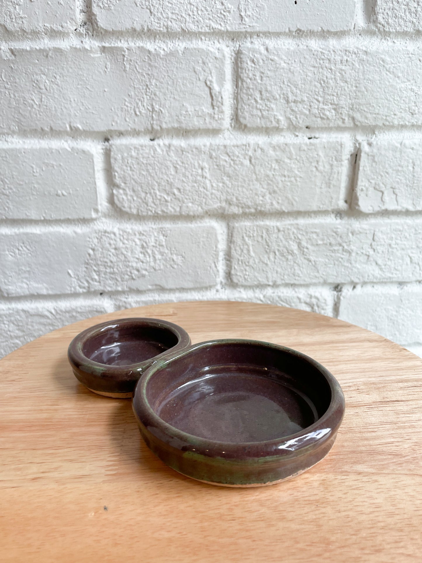 Brown Dark Blue Speckled Pottery Catchall Dish