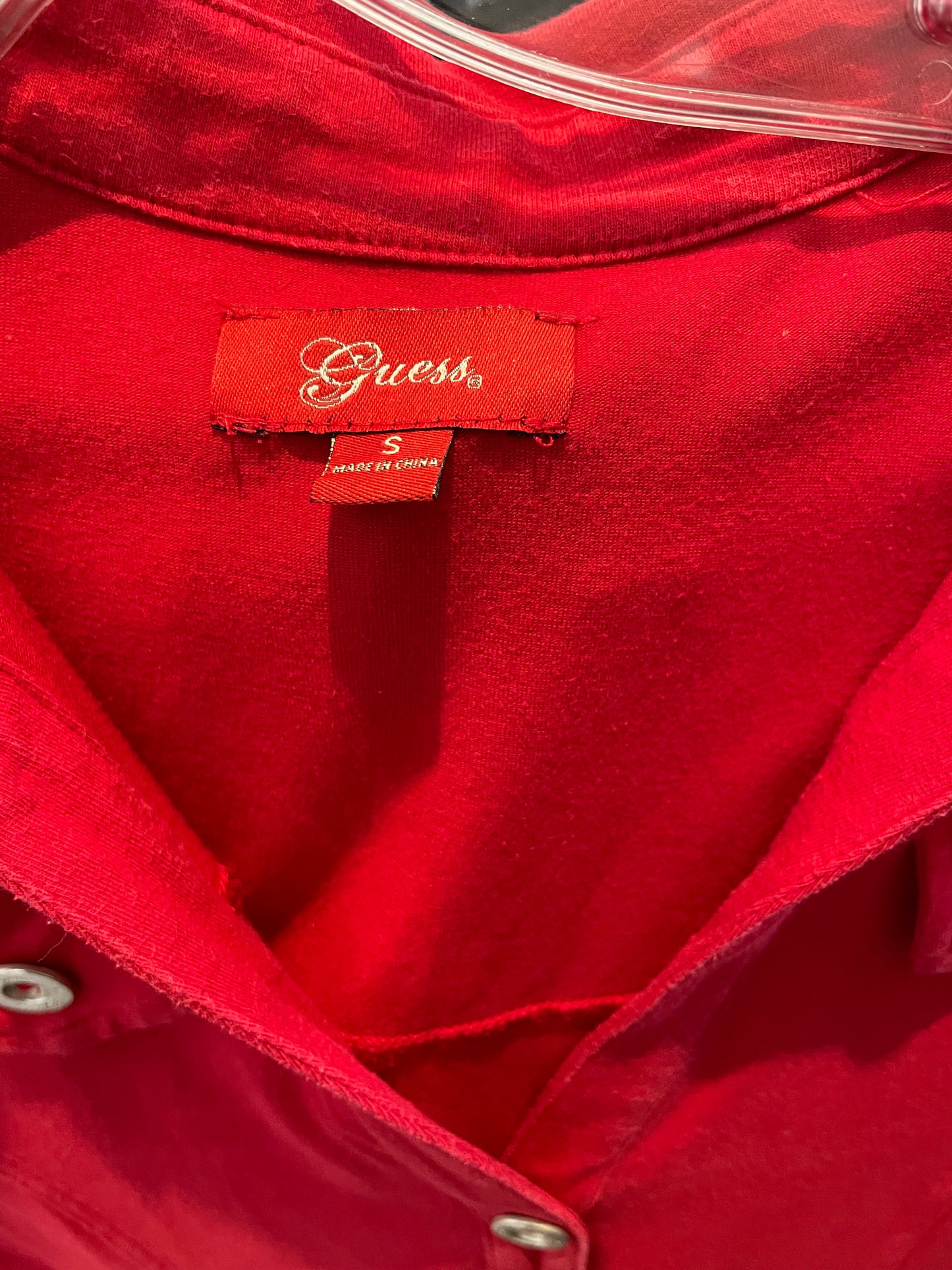 GUESS Red Cotton Stretch Collared Dress - S/M