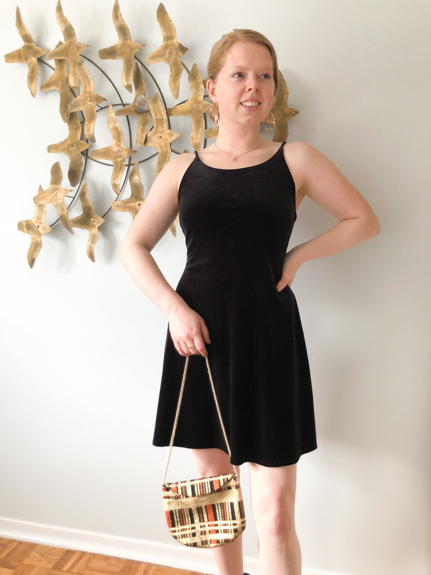Vintage Walborg Handmade Gold Black and Orange Lame Clutch Purse - Made in Japan