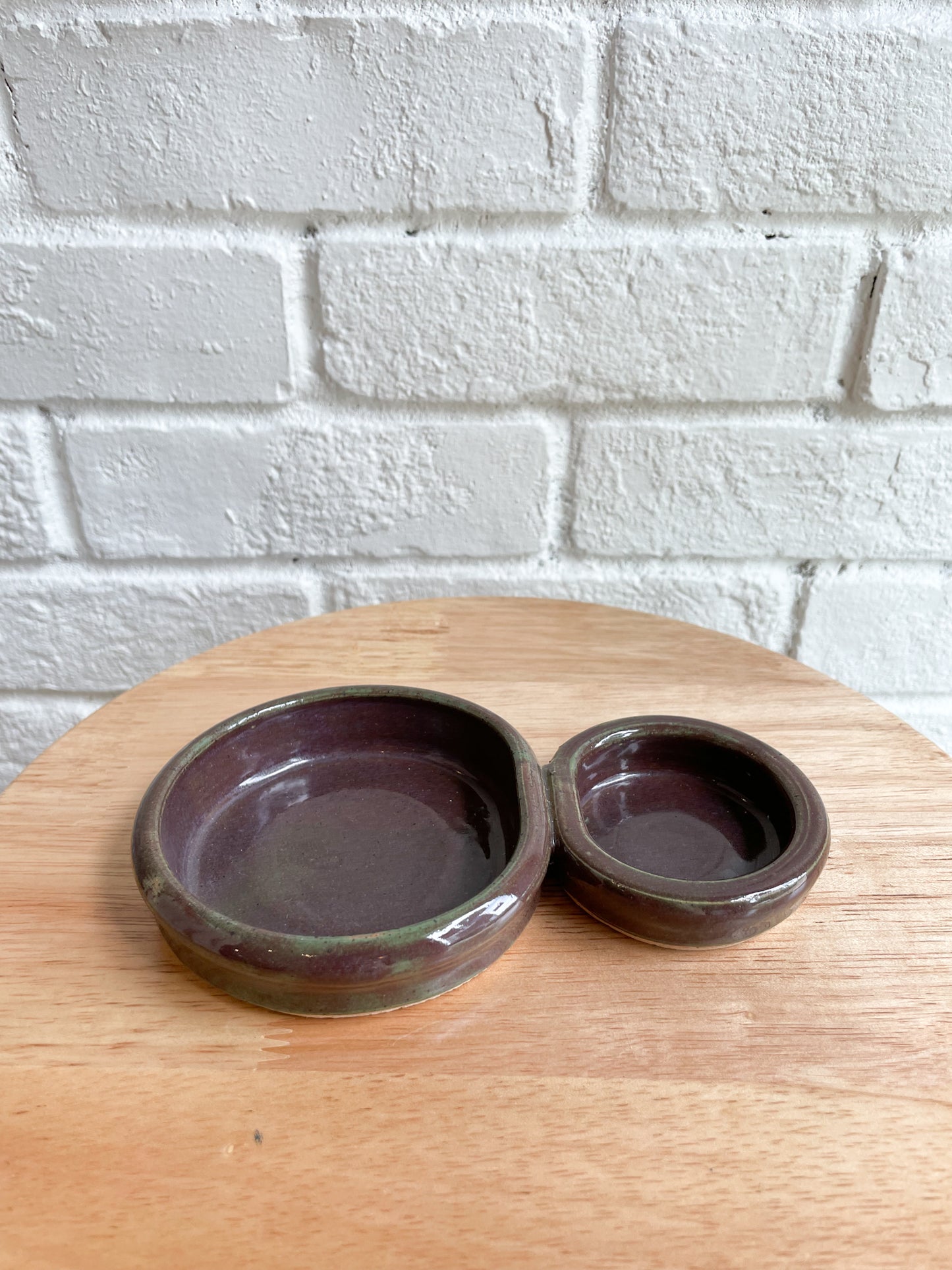 Brown Dark Blue Speckled Pottery Catchall Dish