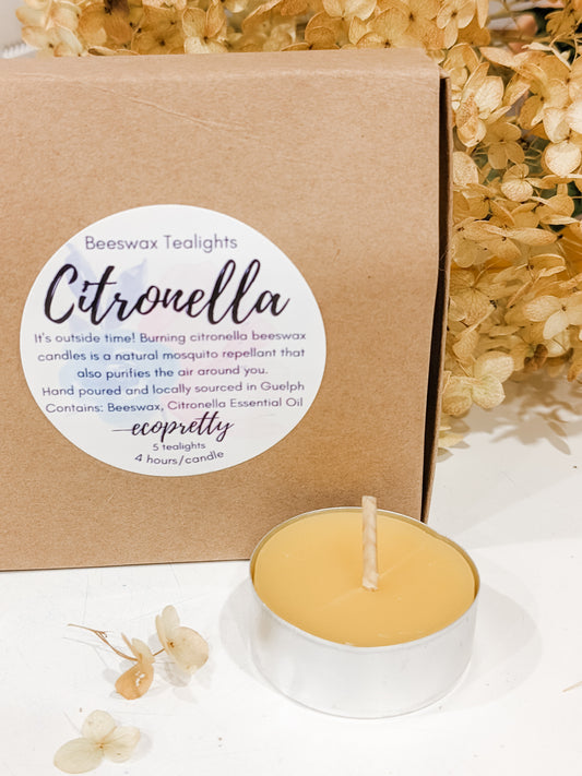 Citronella 100% Beeswax Tealight Candles - 5 Pack