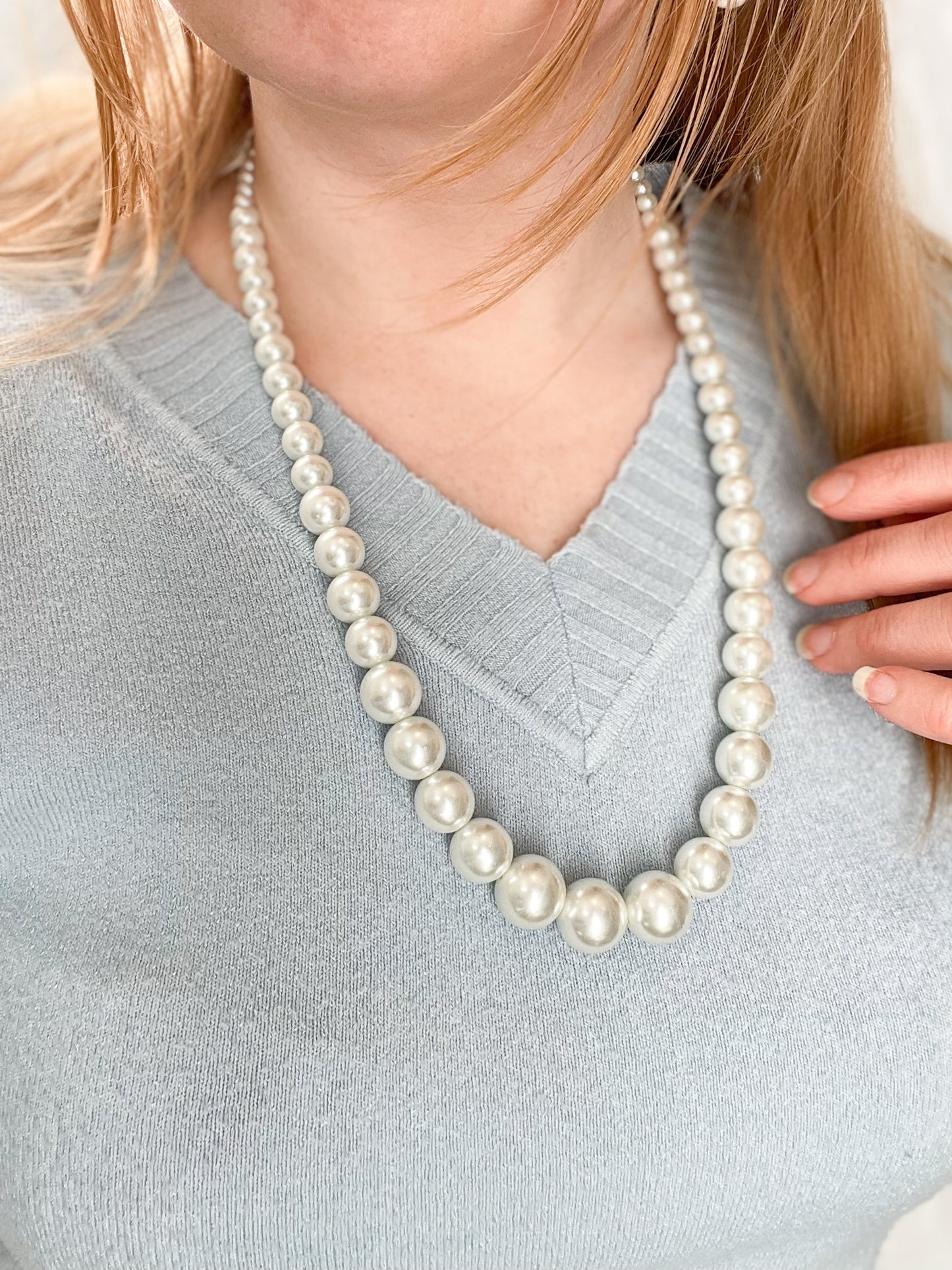 Graduated Faux Pearl Long Necklace