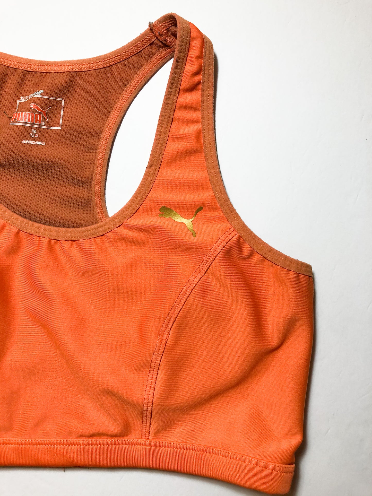 Puma Orange Sports Bra with Back Cutout - S/M