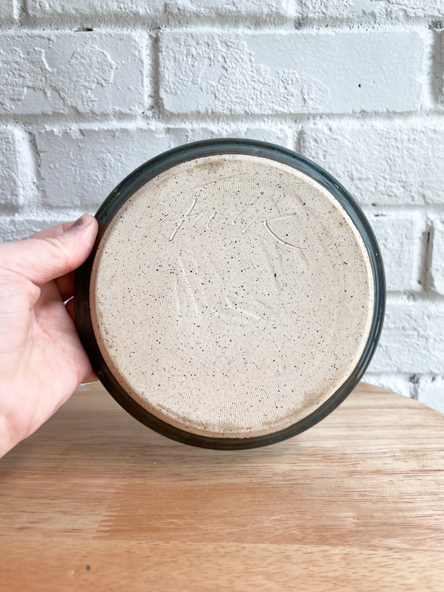 Brown Dark Blue Speckled Pottery Catchall Dish