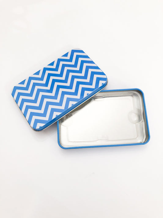 Blue Chevron Metal Gift Card Box