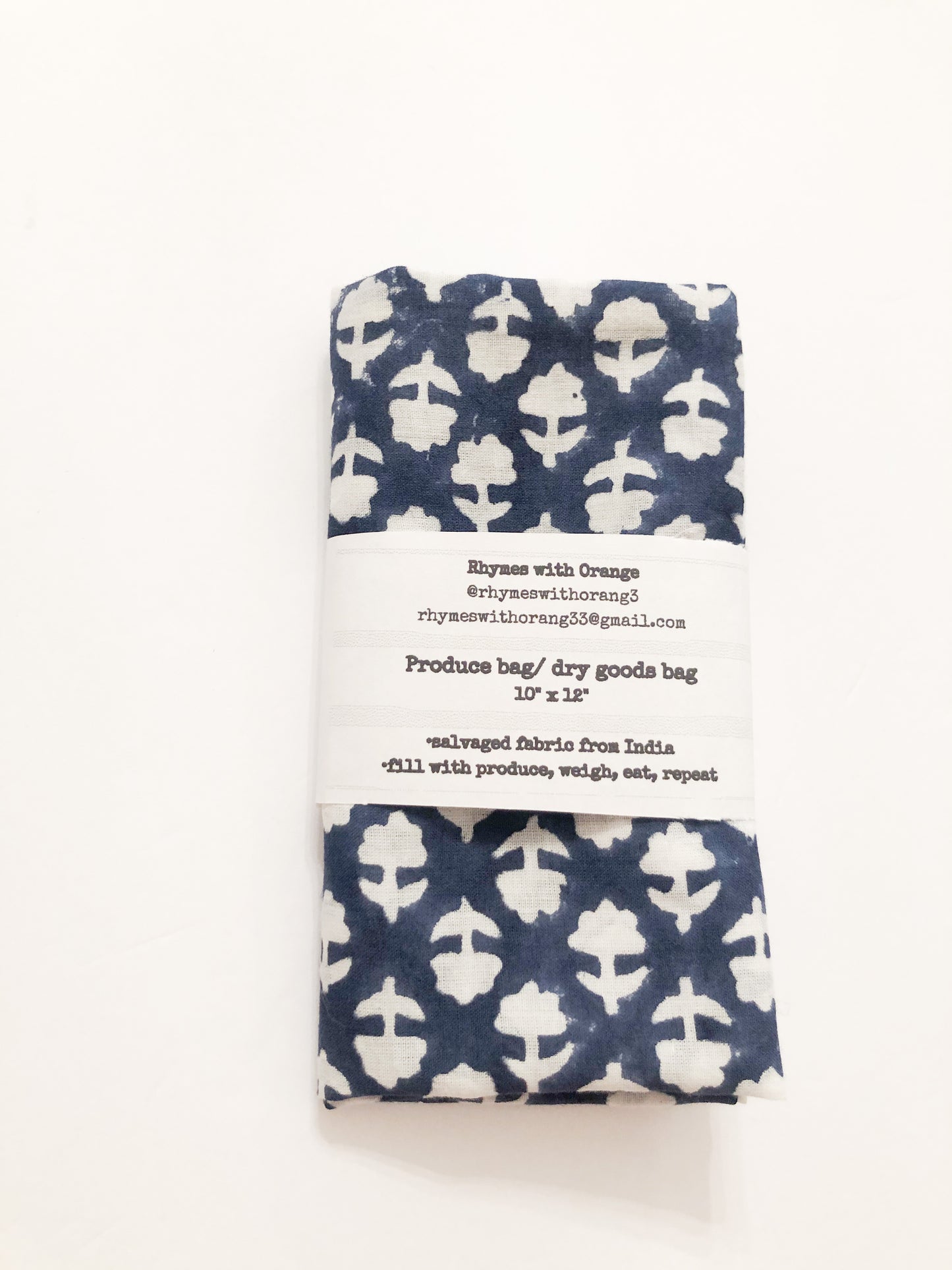 Reusable Zero Waste Salvaged Organic Cotton Produce + Dry Goods Bags -10" x 12"