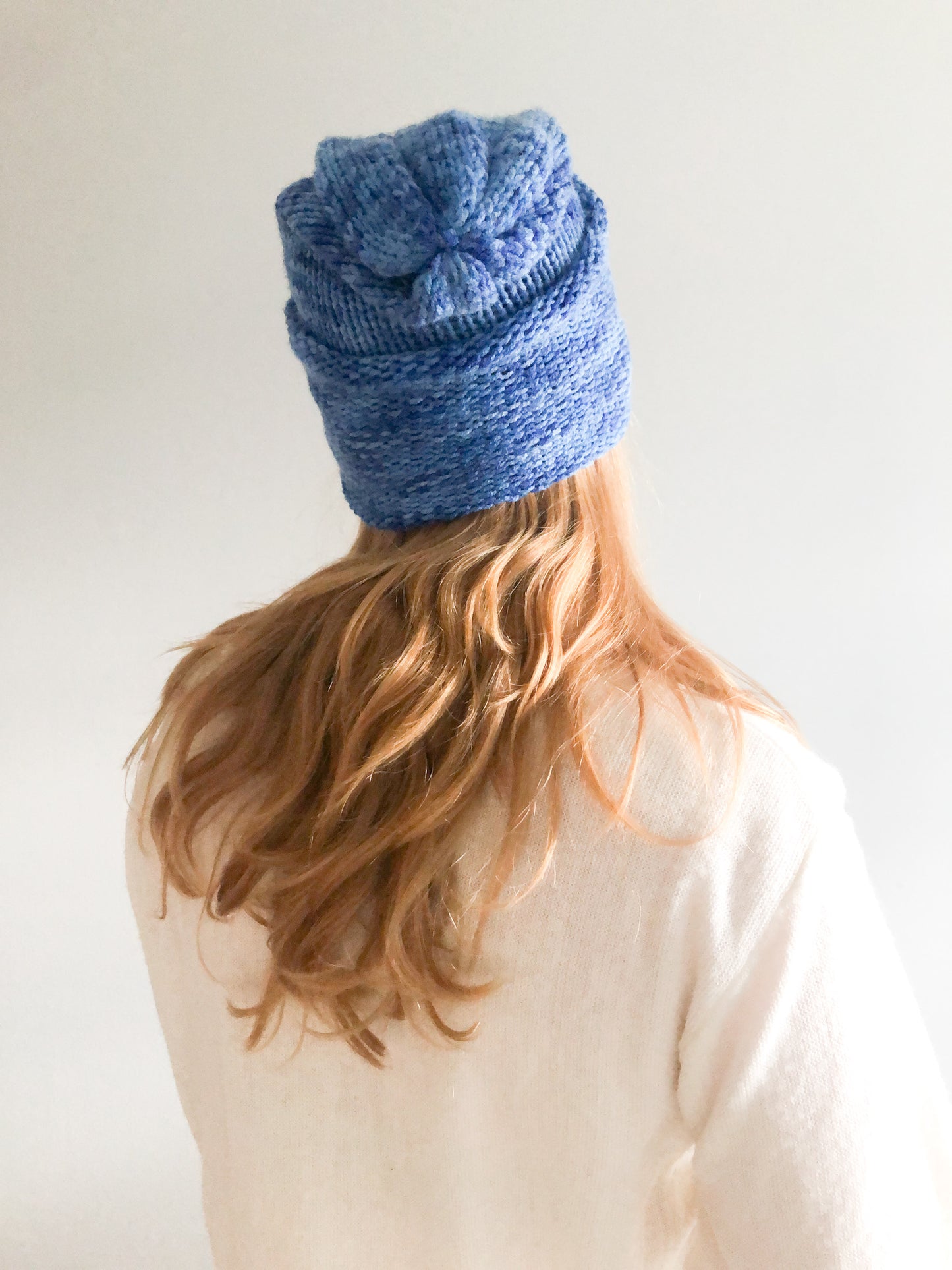 Handmade Blue Knit Rolled Toque Hat