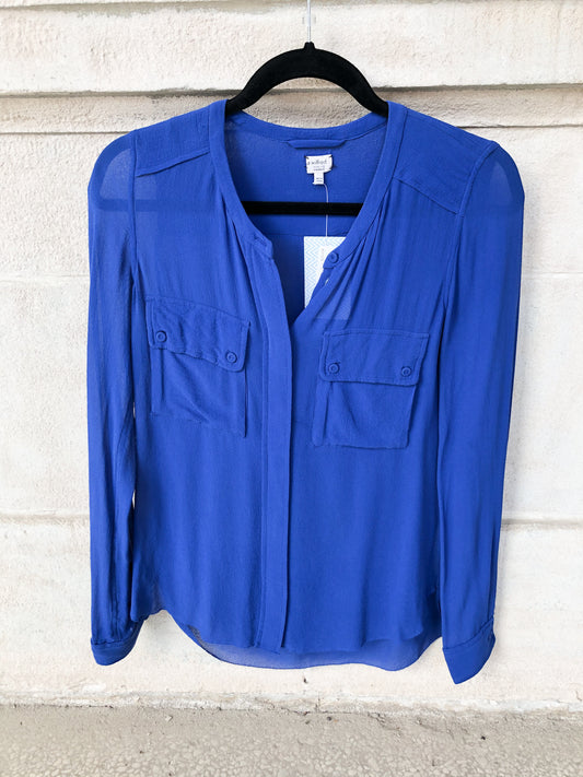 Wilfred Royal Blue 100% Silk Blouse - XXS/XS