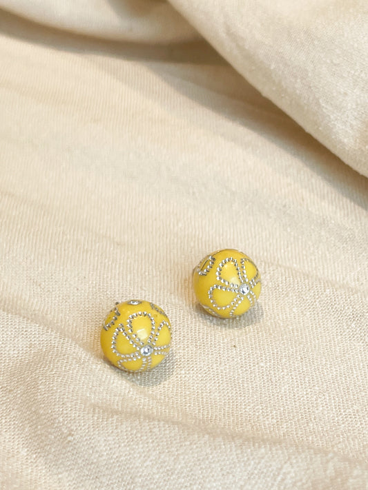 Yellow Flower Stud Earrings