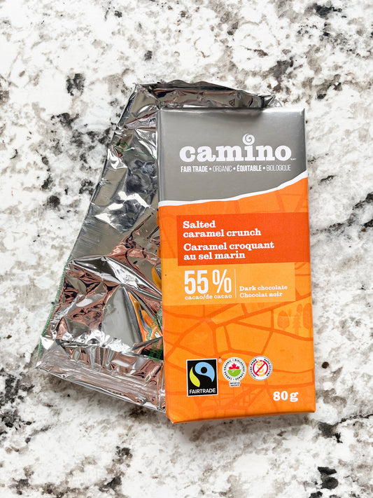 Camino Organic & Fair Trade Salted Caramel Crunch Dark (55%) Chocolate Bar