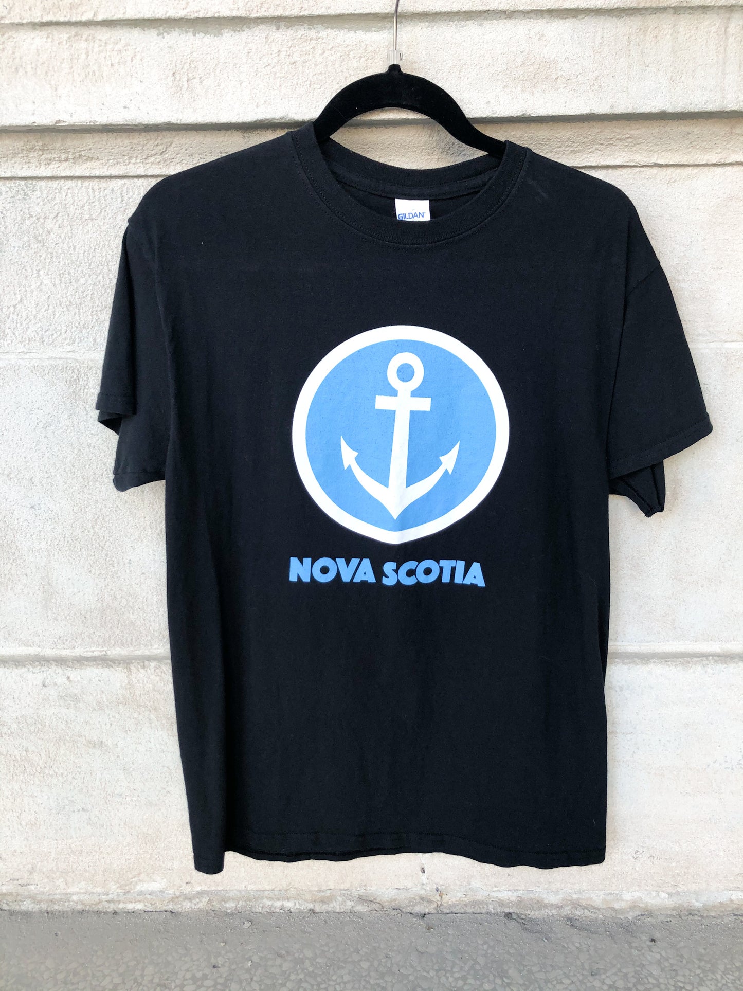 Nova Scotia Anchor Black Graphic 100% Cotton T-Shirt - Medium