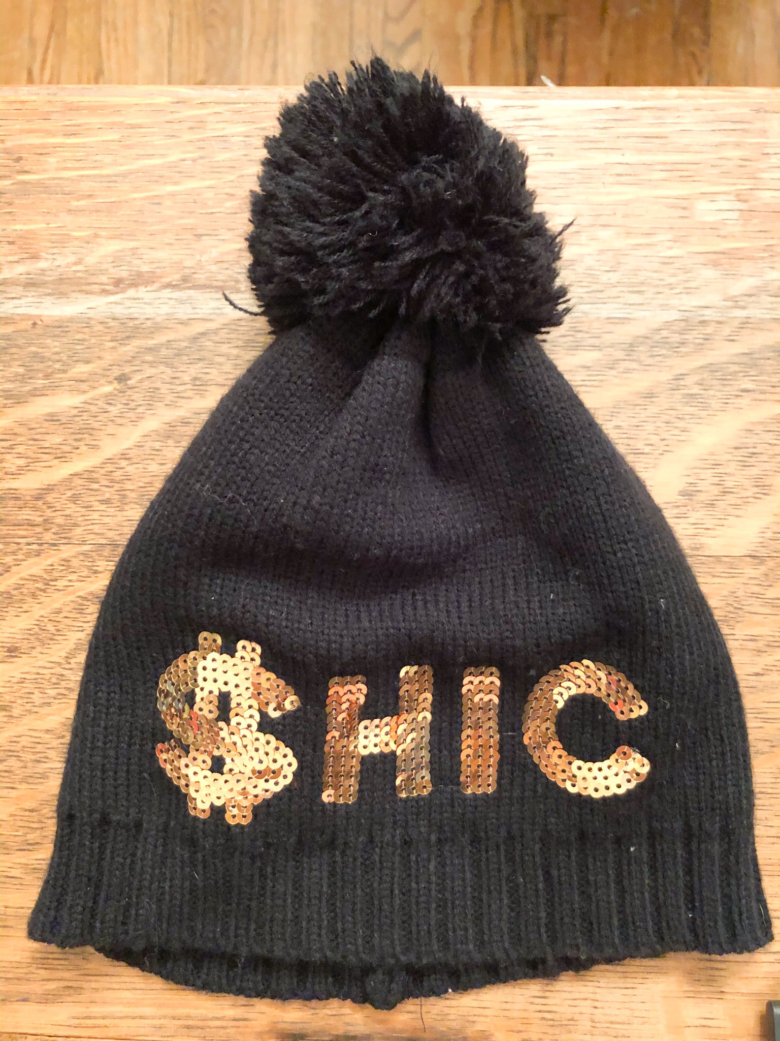 Chic Gold Sequin Pompom Hat - Le Prix Fashion & Consulting