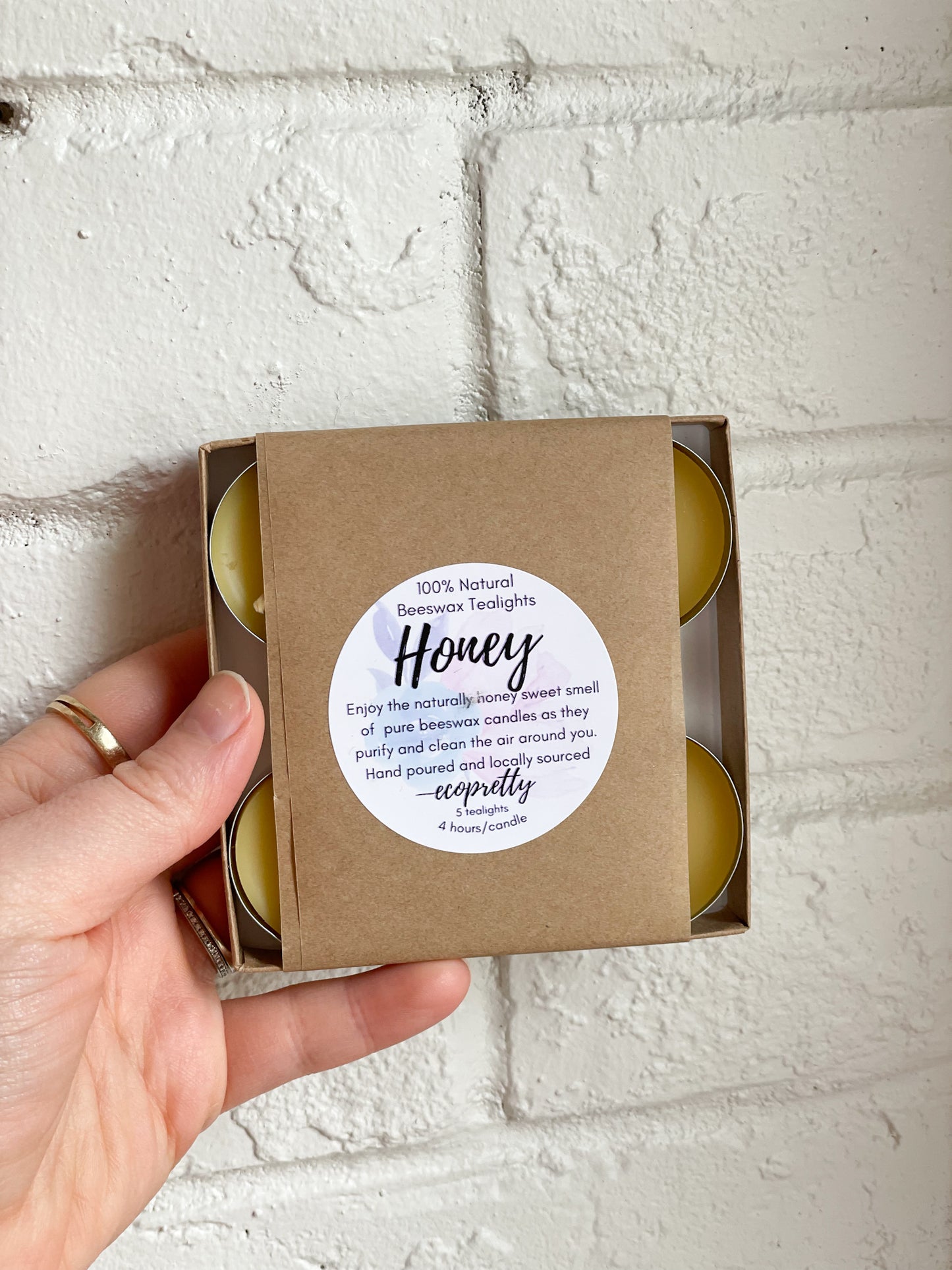 Honey 100% Beeswax Tealight Candles - 5 Pack