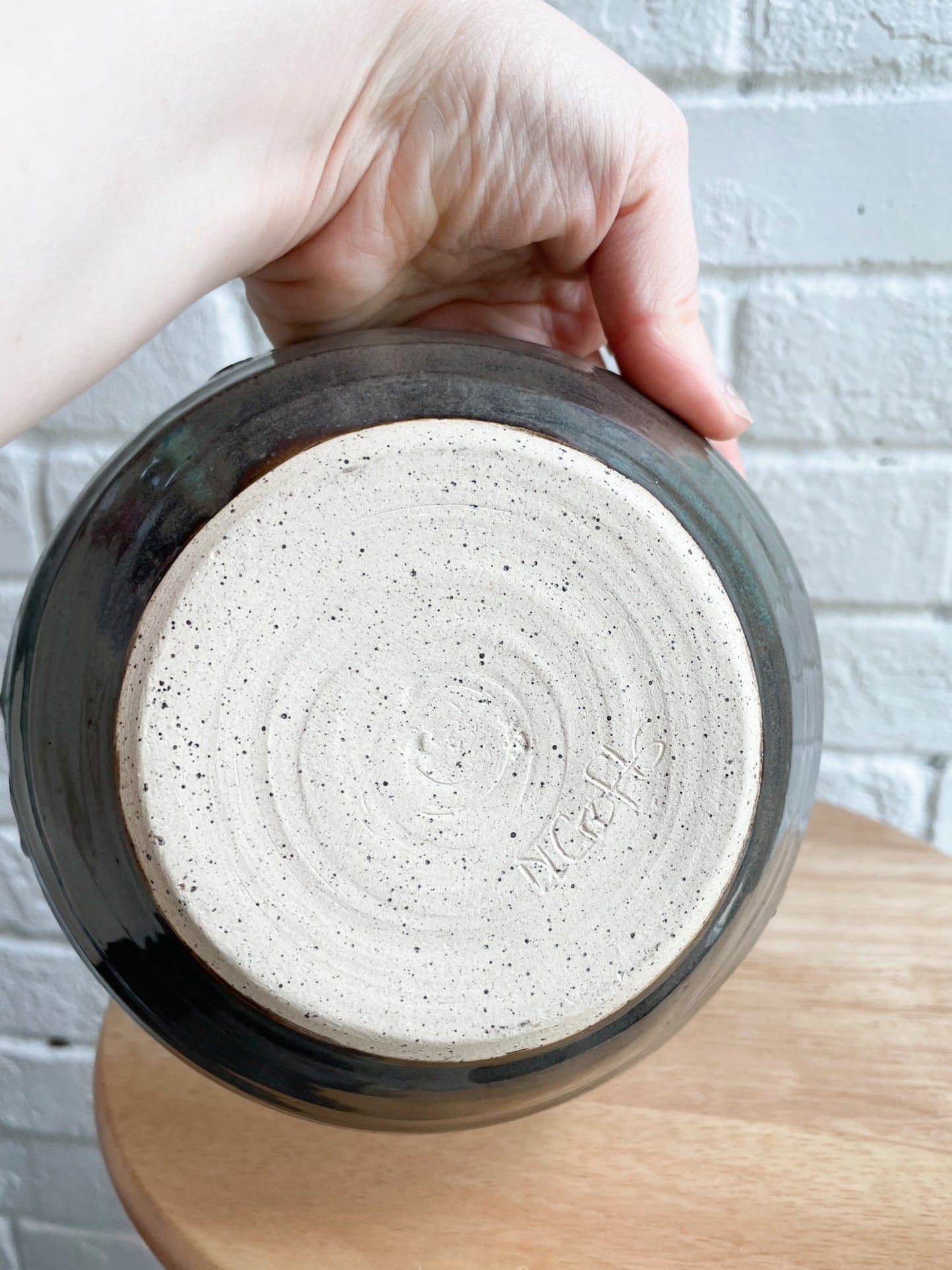 Olive Brown Swirl Ceramic Catchall Bowl Dish