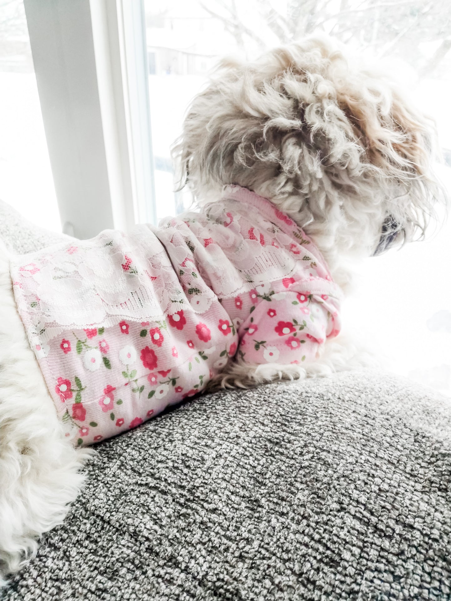 Pink Flowers with Lace Eco Pretty Reimagined Pet Shirt
