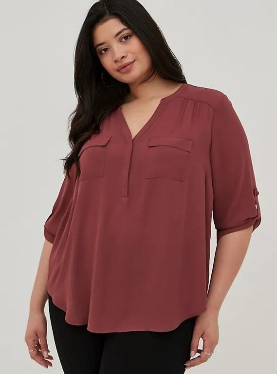 Torrid Harper Pullover Blouse Burgundy- 4X, 5X