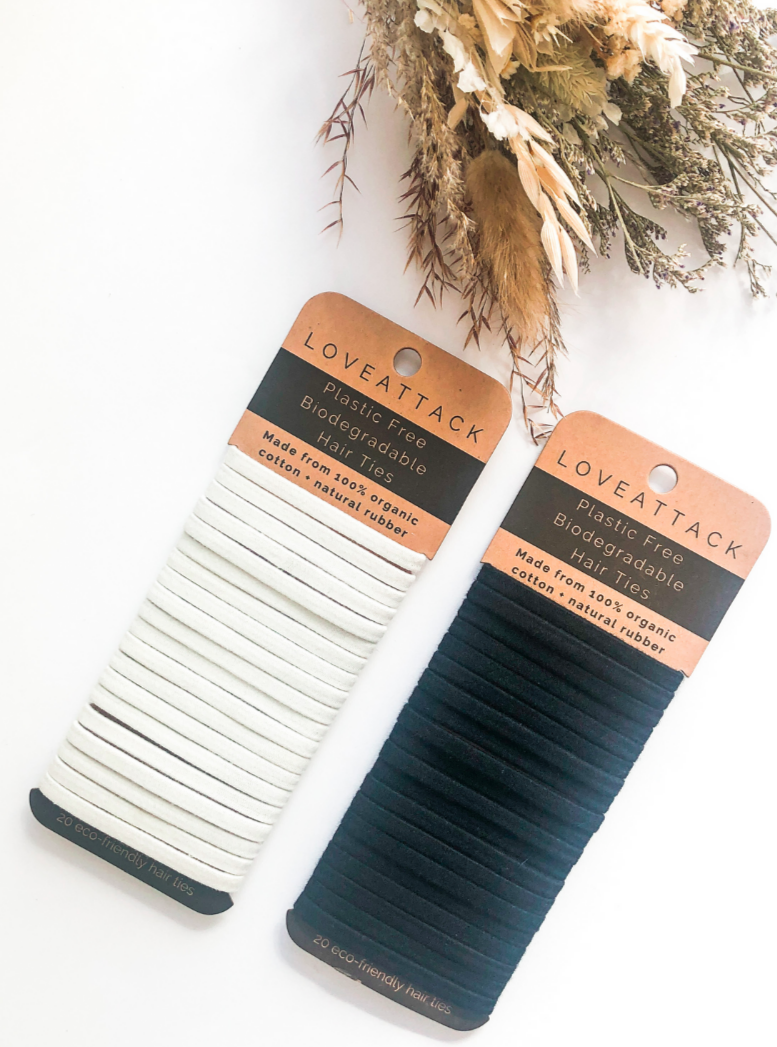 Plastic Free Biodegradable Hair Ties - 20 Pack - Black