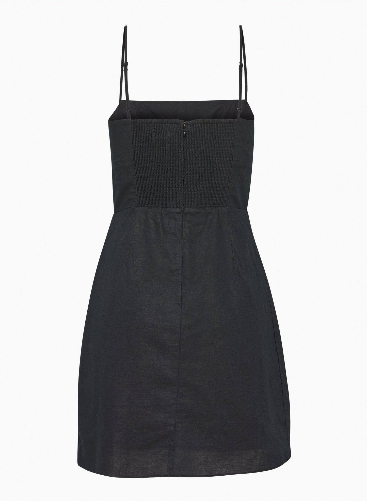 Sunday Best Quaint Black Linen Organic Cotton Mini Dress - XS